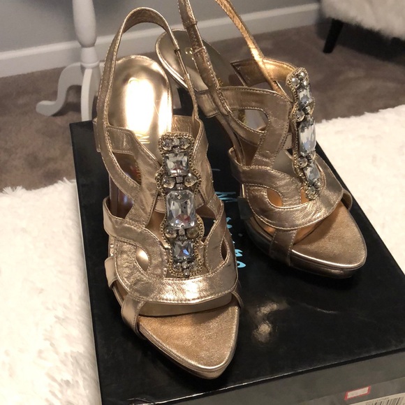 Marciano Shoes Marciano Gold Jeweled Heel Poshmark